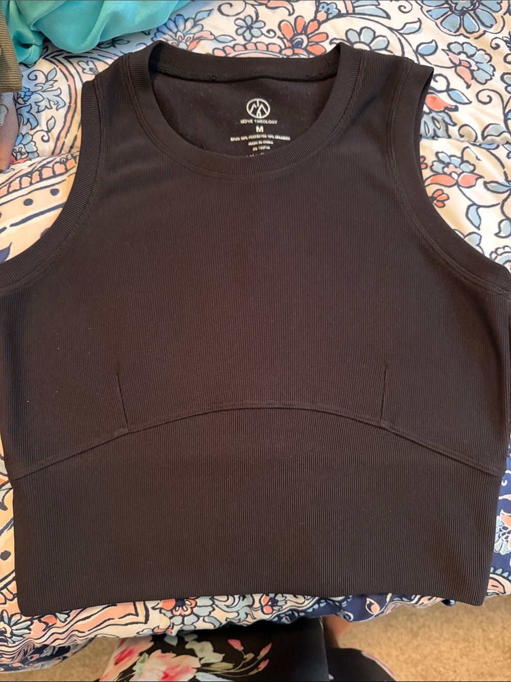 Move Through Black Ribbed Crop Tank Top